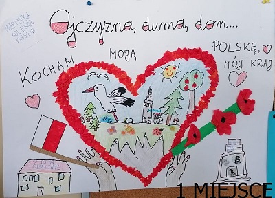 Miejsce 1 - serce czerwone u góry napis Kocham Moją Polskie Mój Kraj