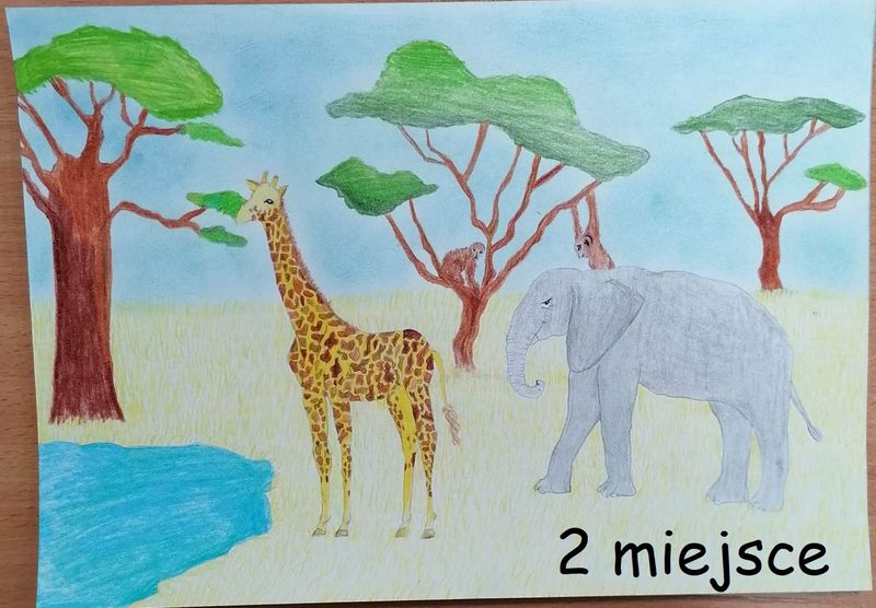 II m-ce - Żyrafa, słoń dwie małpki Konkurs plastyczny Woda życie